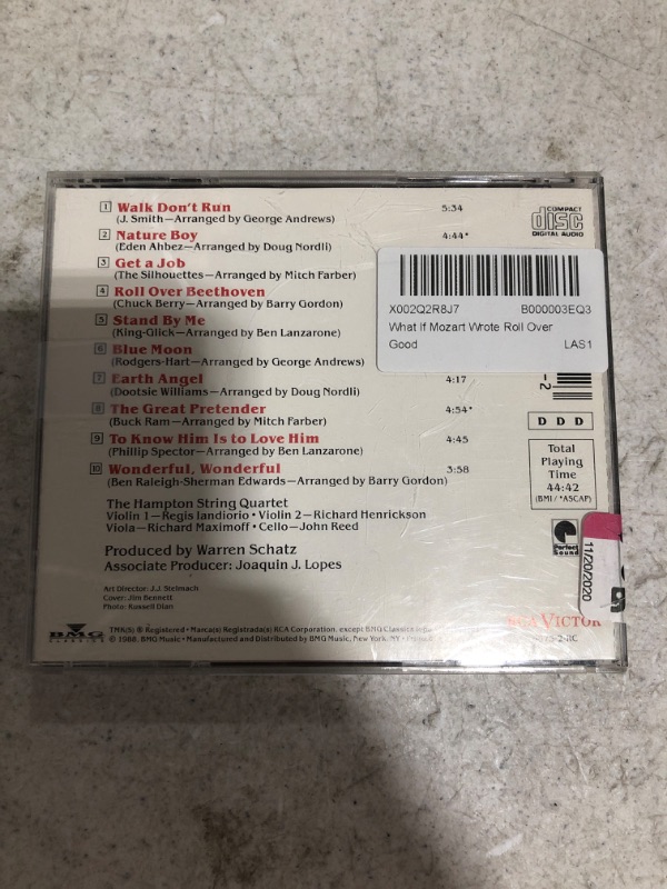 Photo 1 of WHAT IF MOZART WROTE "ROLL OVER BEETHOVEN" CD COMPACT DISC. PRIOR USE.
