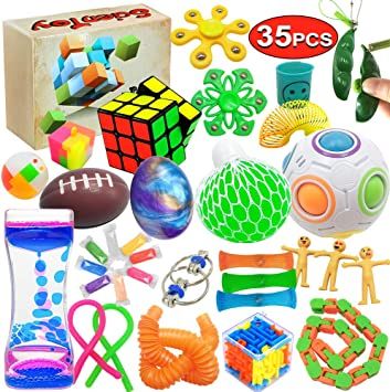 Photo 1 of 35 Pcs Sensory Toy for ADD, OCD, Autistic Children, Adults, Anxiety Autism to Stress Relief and Anti Anxiety with Motion Timer, Perfect for Classroom Reward with Gift Box. TOY ITEMS WILL VARY. PHOTO FOR REFERENCE.
