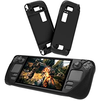 Photo 1 of Steam Deck Case for Steam Deck New Model 2022 ,Anti-Slip Soft Silicone Shockproof Protective Cover, Ergonomic Grip Case Console 7.0", Black
