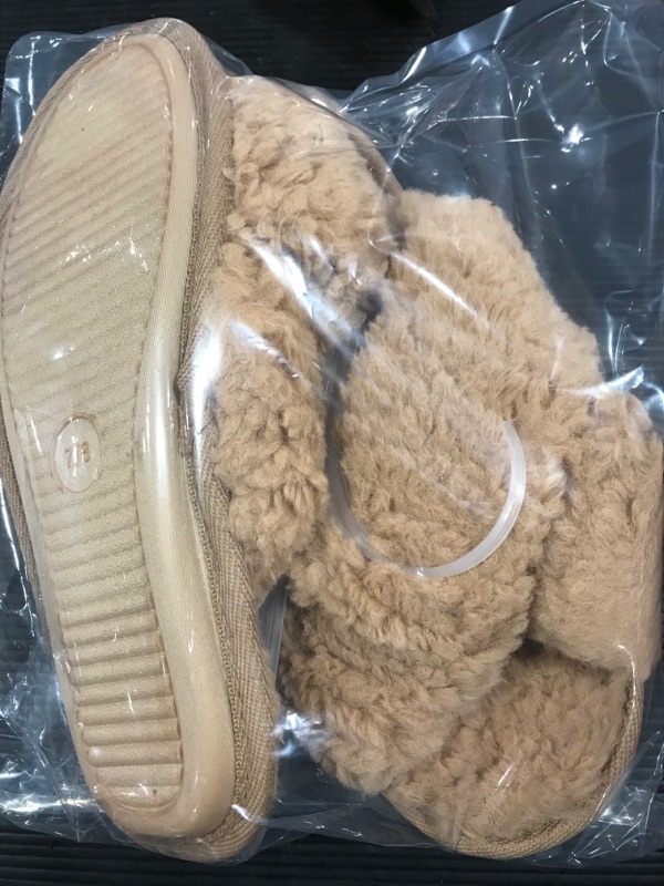 Photo 2 of [Size 7/8] Women's Paris Crossband Faux Shearling Slippers - Stars Above™ [Camel]
