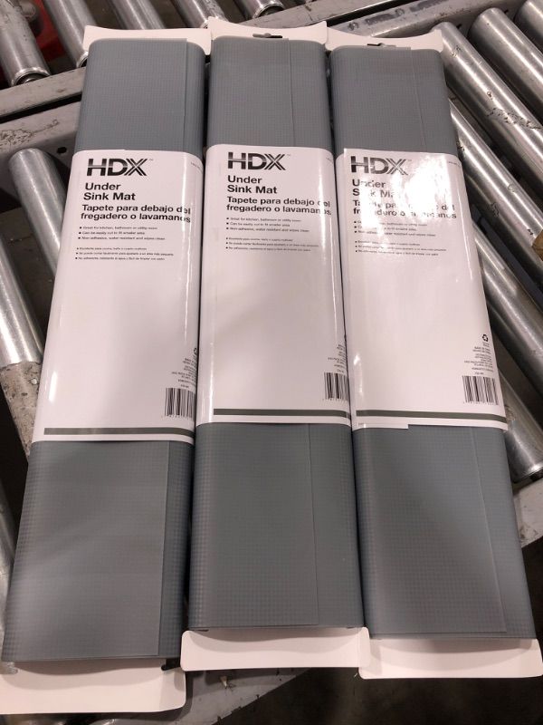 Photo 1 of 24 in. x 48 in. Graphite Under Sink Mat Shelf or Drawer Liner set of 3
