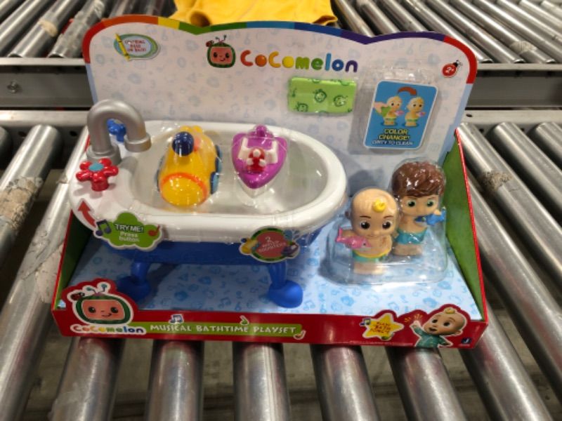 Photo 4 of CoComelon Musical Bathtime Playset - Plays Clips of The ‘Bath Song’ - Features 2 Color Change Figures (JJ & Tomtom), 2 Toy Bath Squirters, Cleaning Cloth – Toys for Kids, Toddlers, and Preschoolers
