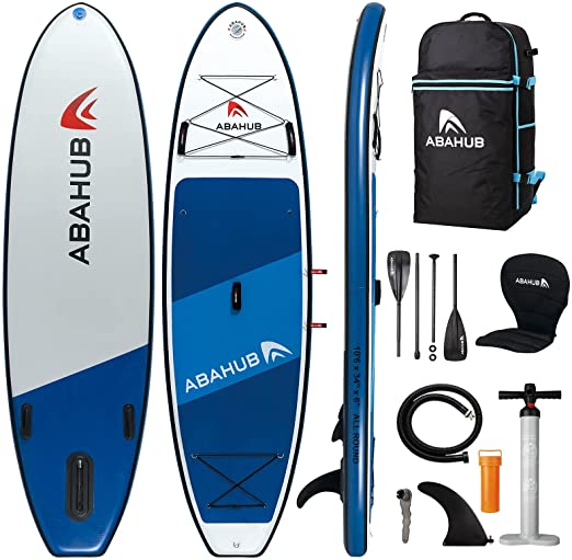 Photo 1 of Abahub Inflatable SUP, Wide 10'6" x 34"/31'' x 6" iSUP, Standup Paddleboard with Adjustable 4 Piece 2 in 1 SUP Paddle, Kayak Seat, for Yoga, Paddle Board, Kayaking, Surf, Canoe, Fishing