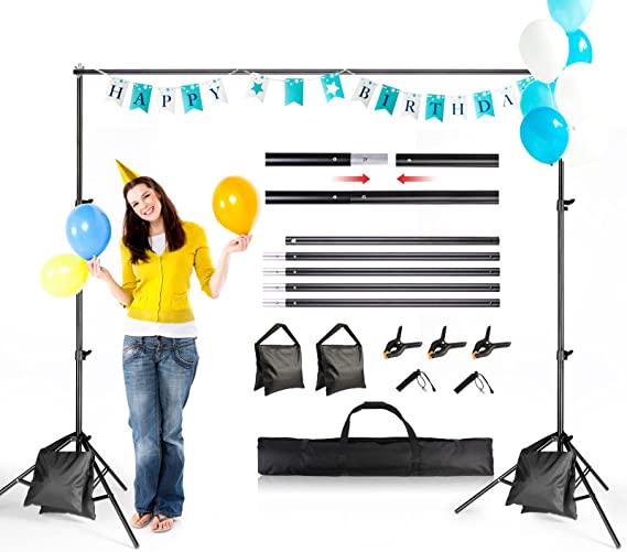 Photo 1 of Backdrop Stand 6.5x10ft, Photo Video Studio Adjustable Backdrop Stand for Parties, Wedding, Photography, Advertising Display