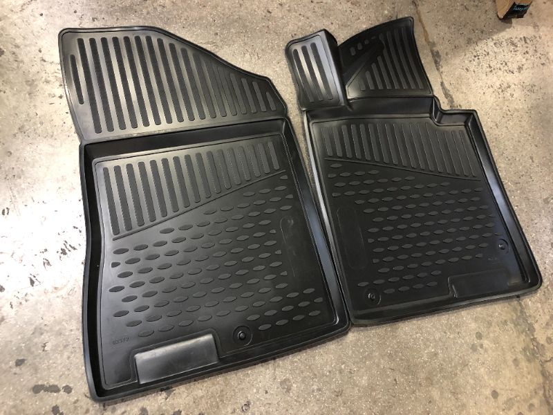 Photo 1 of 3 Piece Heavy Duty Front & Rear Rubber Floor Mats for Car SUV Van & Truck, Black - All Weather Floor Protection Fits Most Vehicles