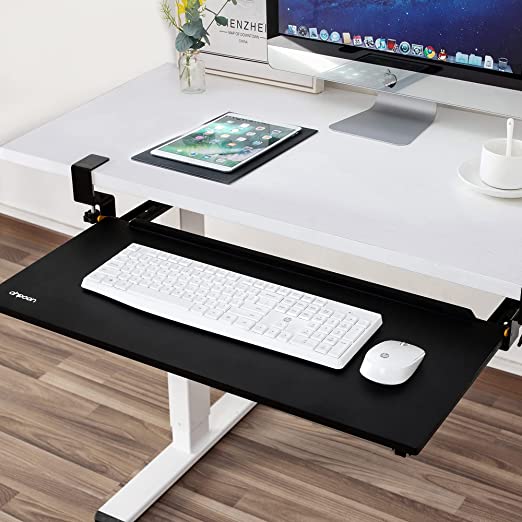 Photo 1 of AHPOON Large Keyboard Tray Under Desk Pull Out with Extra Sturdy C Clamp Mount System, Slide-Out Platform Computer Drawer for Typing
