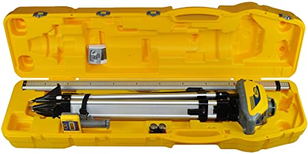 Photo 1 of Spectra Precision LL100N Laser Level Kit with HR320 Receiver and Clamp, 15' Grade Rod, Tripod, and System Case , Yellow
