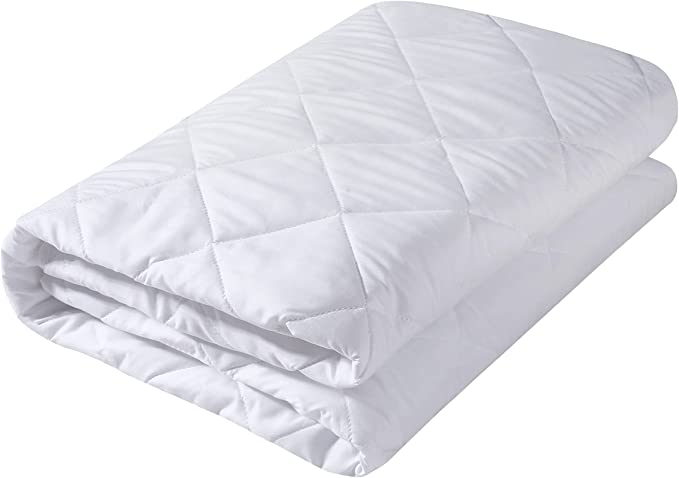 Photo 1 of Amazon Brand – Pinzon Twin Mattress Pads Protector Waterproof Breathable Diamond Pattern Quilted Fitted Mattress Cover with Deep Pocket White-39" X 75"
