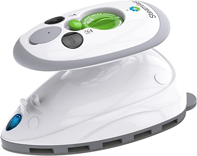 Photo 1 of Steamfast SF-717 Mini Steam Iron with Dual Voltage, Travel Bag, Non-Stick Soleplate, Anti-Slip Handle, Rapid Heating, 420W Power, White
