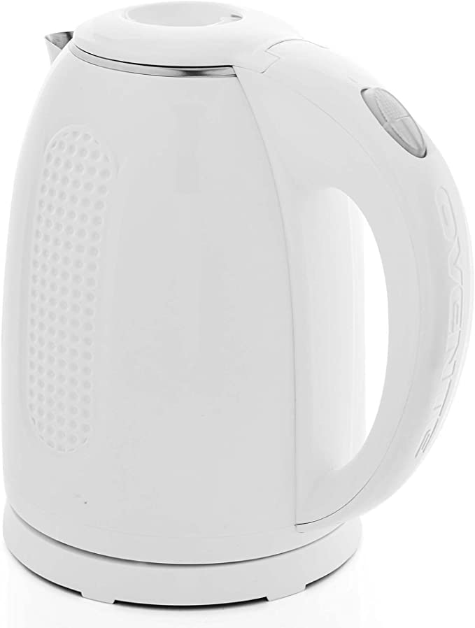 Photo 1 of Ovente Portable Electric Kettle Stainless Steel Instant Hot Water Boiler Heater 1.7 Liter 1100W Double Wall Insulated Fast Boiling with Automatic Shut Off for Coffee Tea & Cold Drinks, White KD64W
