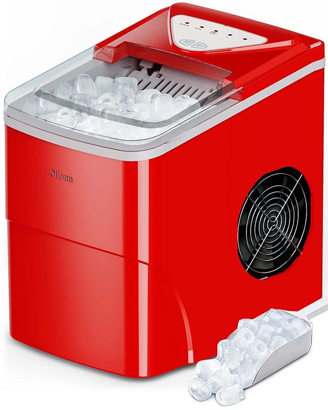 Photo 1 of Silonn Ice Makers Countertop, 9 Cubes Ready in 6 Mins, 26lbs in 24Hrs, Self-Cleaning Ice Machine with Ice Scoop and Basket, 2 Sizes of Bullet Ice for Home Kitchen Office Bar Party
