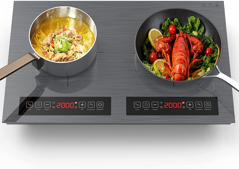 Photo 1 of Induction Cooktop, 110V Electric Cooktop 24 inch, LED Touch Screen Burner, Overheat Protection Function Hot Plate, 9 Temperature and Power choice, Safety Lock, Special Design Glass Panel Stove
