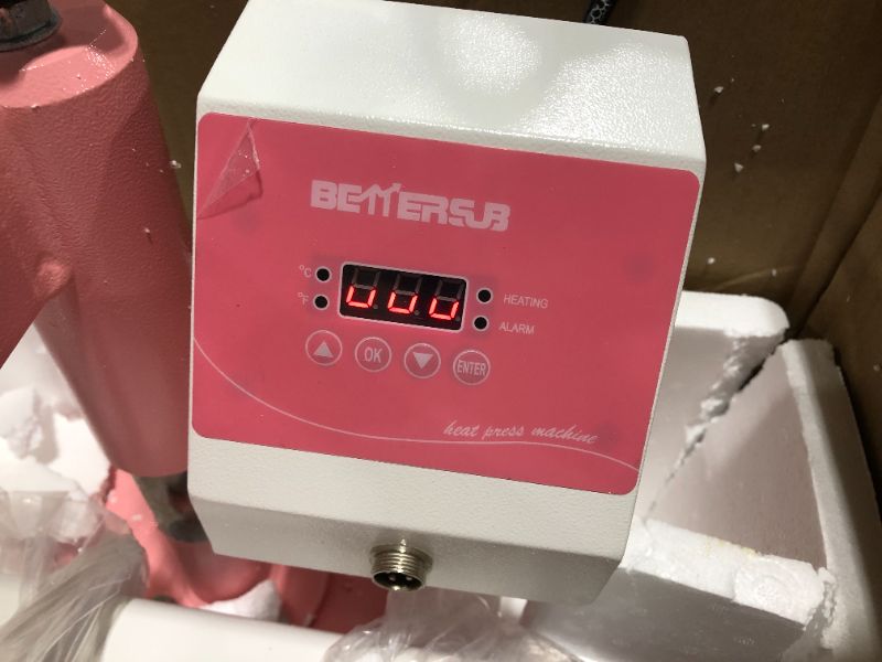 Photo 5 of BetterSub Heat Press 12‘’ x15‘’ Combo 5 in 1 Heat Press Machine for T-Shirt Mug Hat Plate Cap Pattern Printing Heat Transfer Digital Industrial-Quality Sublimation Machine 360 Degree Swivel Pink White
