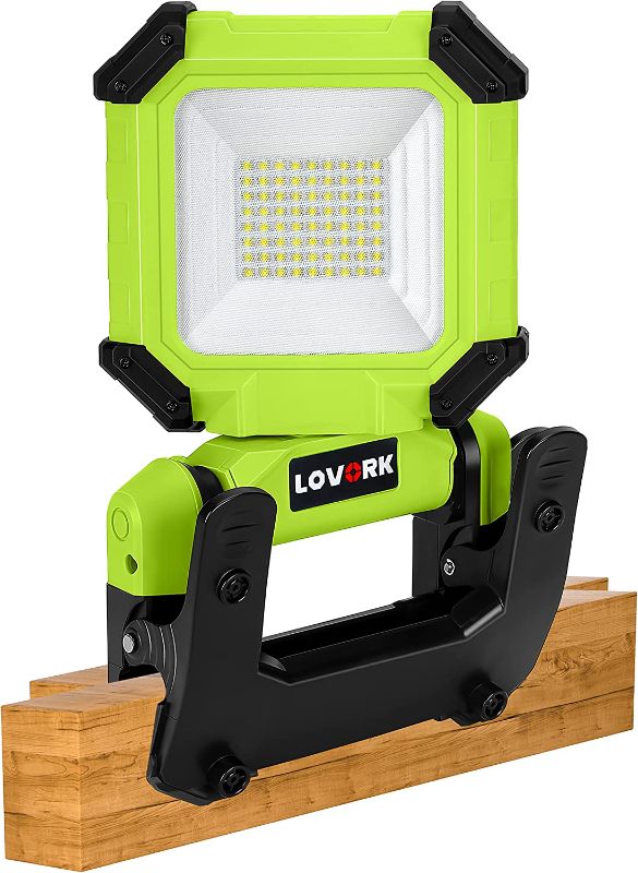 Photo 1 of LOVORK LED Clamp Work Light Rechargeable portable Flood Light with Clamp and Rotating Portable 72pcs LEDs 2000lm Job Site Lighting, Waterproof, Dimmable, for Outdoor Camping, Repairing, Construction
