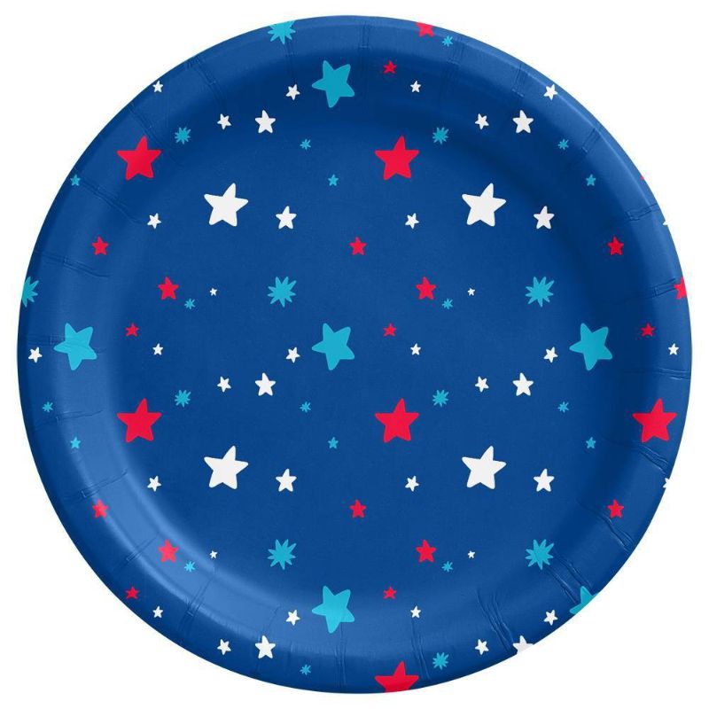 Photo 1 of 20ct Americana Dinner Plate with Multi Stars Navy - Sun Squad™ 4 Pack
