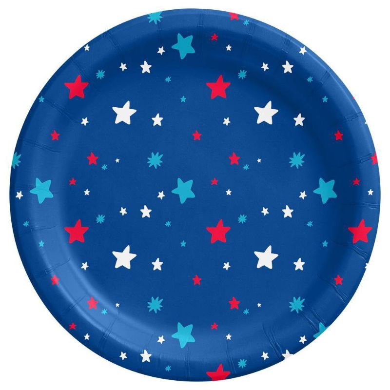 Photo 1 of 20ct Americana Dinner Plate with Multi Stars Navy - Sun Squad™ 4 pack
