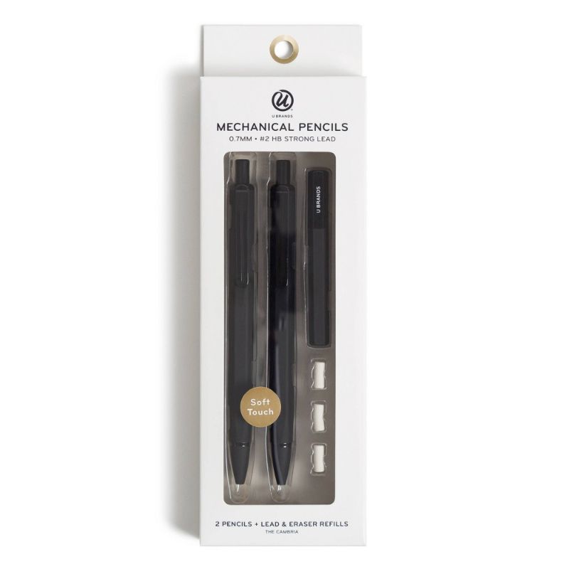 Photo 1 of U Brands 2pk Mechanical Pencils Starter Kit Soft Touch Black
