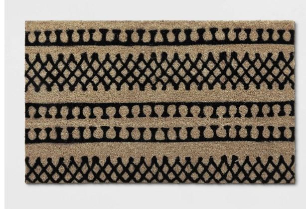 Photo 1 of 1'6"x2'6" Stripe Tufted Doormat Black - Project 62™

