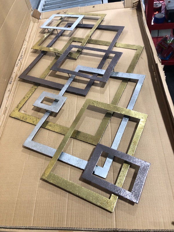 Photo 1 of 31.75" Square Metal Decorative Wall Art Gold - StyleCraft

