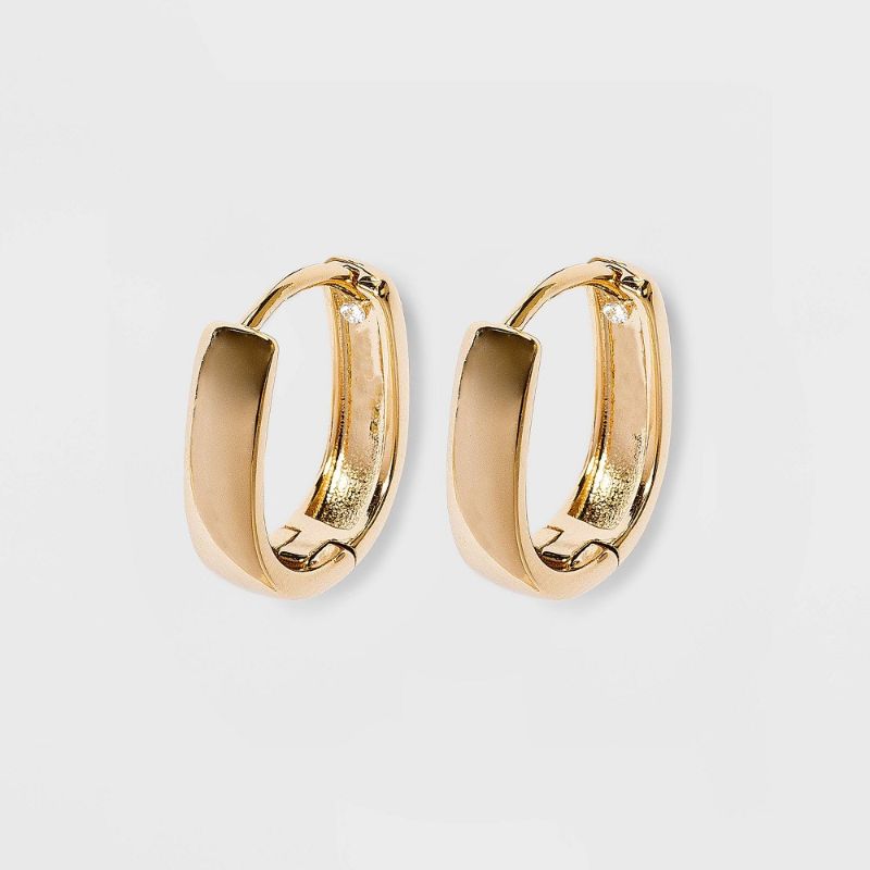 Photo 1 of 14K Gold Plated Oval Hoop Drop Earrings - a New Day
