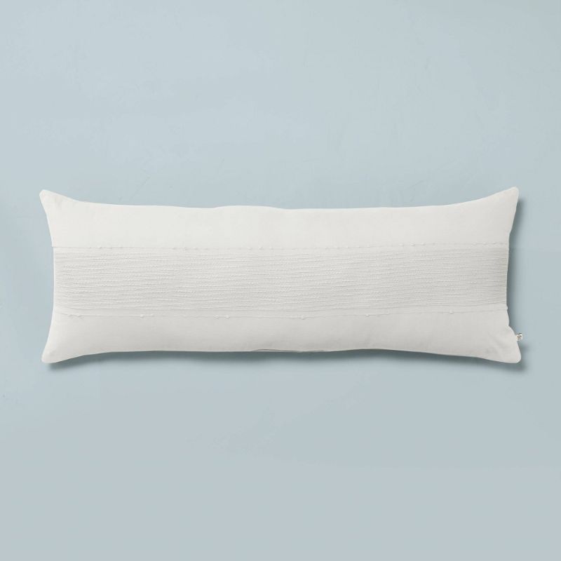 Photo 1 of 16" X 42" Slub Center Stripe Oversized Lumbar Bed Pillow - Hearth & Hand™ with Magnolia