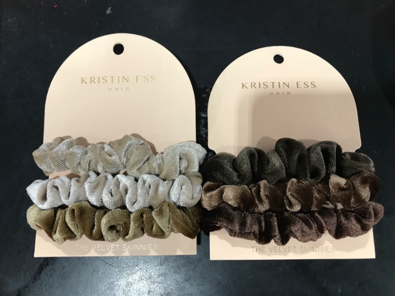 Photo 3 of  PACK OF 5 Kristin Ess Velvet Skinnies Scrunchie Set 3ct