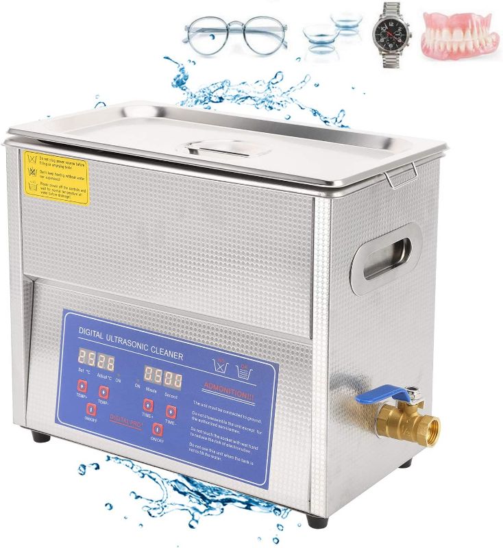 Photo 1 of Walfront MH?031X Ultrasonic Cleaner Ultrasonic Cleaning Machine Stainless Steel 6L Ultra Sonic Tank Bath Cleaning Heater Timer Digital Display(US Plug 110V)
