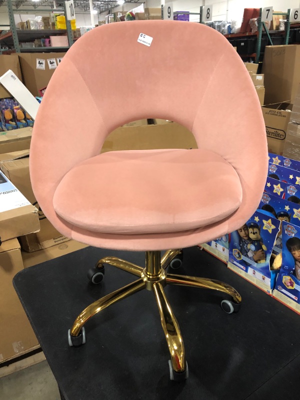 Photo 1 of 14 Karat Home Savas Velvet Desk Chair for Home Office in Pink
