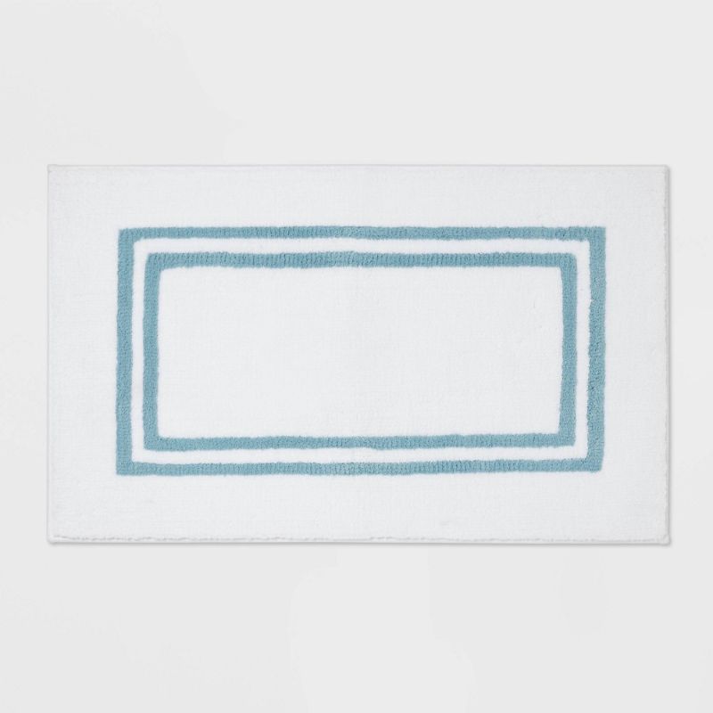 Photo 1 of 21"x34" Border Bath Rug Aqua - Threshold Signature
