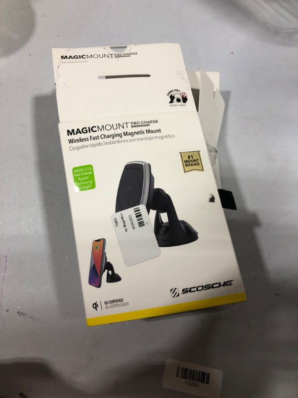 Photo 1 of Scosche MagicMount Pro Window/Dash Magnetic Mount with 10W Qi Wireless Car Charger - Black/Silver