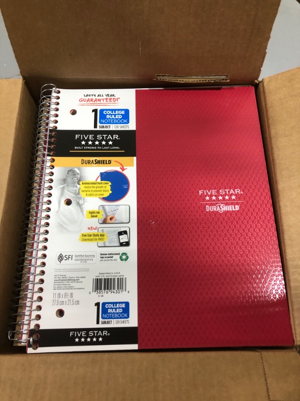 Photo 2 of Spiral Notebook 1 Subject College Ruled Anti-Microbial  Five Star
MULTIPLE COLORS 12 CT
