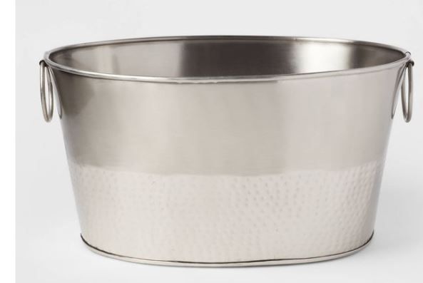 Photo 1 of 6.6gal Stainless Steel Hammered Metal Oval Beverage Tub - Threshold™