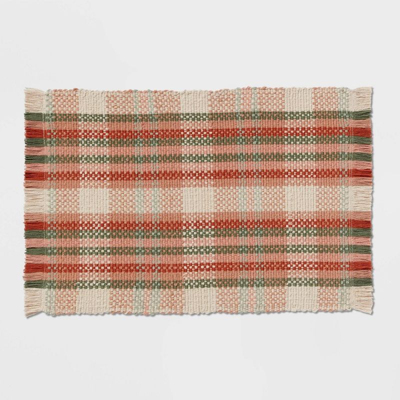 Photo 1 of 17"x24" Harvest Plaid Bath Rug - Threshold™
