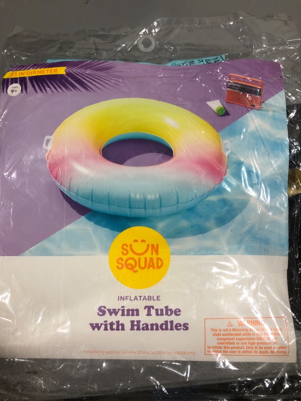 Photo 1 of Inflatable Swim Tube Colorful Ombré 33” Round Rainbow Float Handles
