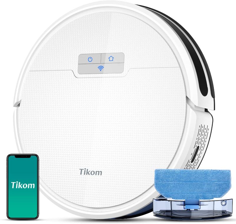 Photo 1 of  Tikom G8000 Pro Robotic Vacuum Cleaner, 150mins Max, Wi-Fi, Self-Charging, Good for Pet Hair, Carpet, Hard Floor
