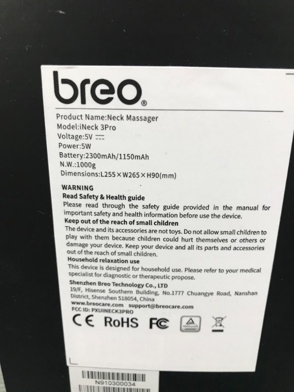 Photo 4 of Breo iNeck3 Pro Electric Neck Massager, Shiatsu Massage Pillow with Heat, Deep Tissue Kneading & APP Control for Relax, Airplane, Car, Travel, Office, Home, Gift
