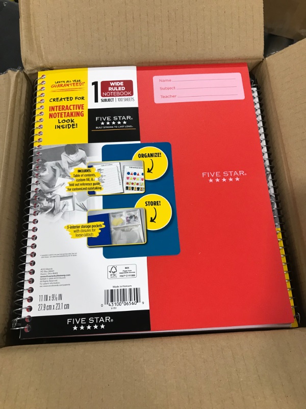 Photo 2 of 12 of the Five Star 1 Subject Wide Ruled Interactive Spiral Notebook (Colors May Vary)