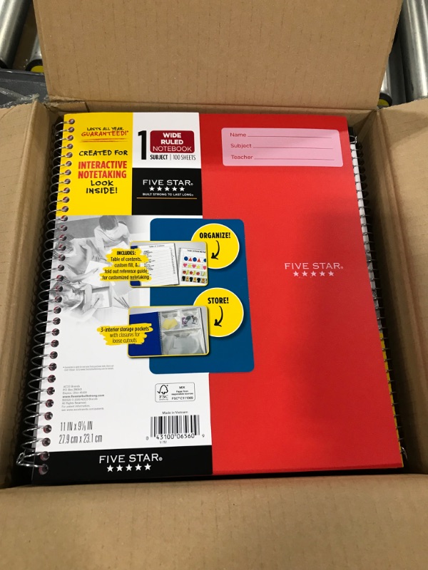 Photo 2 of 12 of the Five Star 1 Subject Wide Ruled Interactive Spiral Notebook (Colors May Vary)