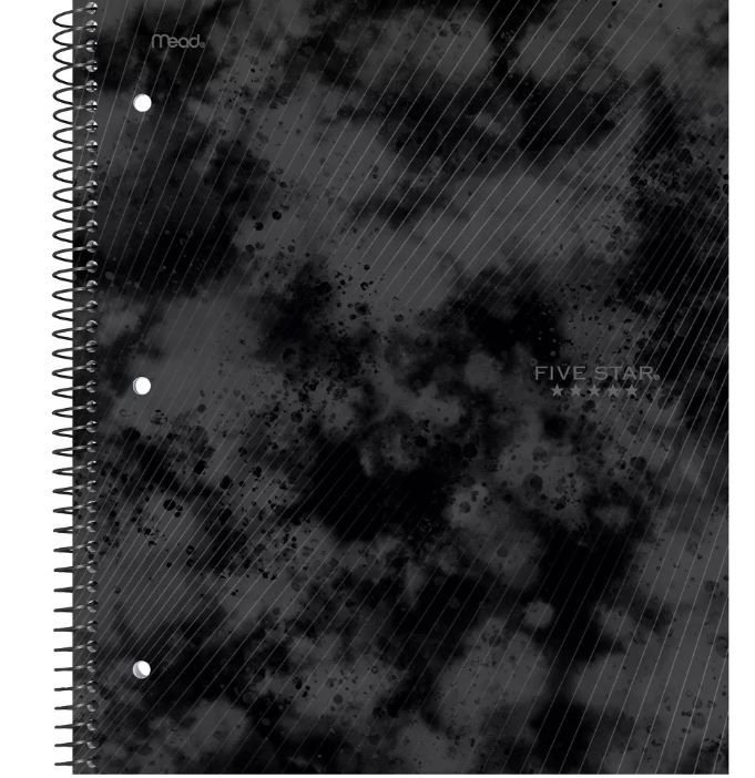 Photo 1 of 12 of the Five Star 1 Subject College Ruled Spiral Notebook Black

