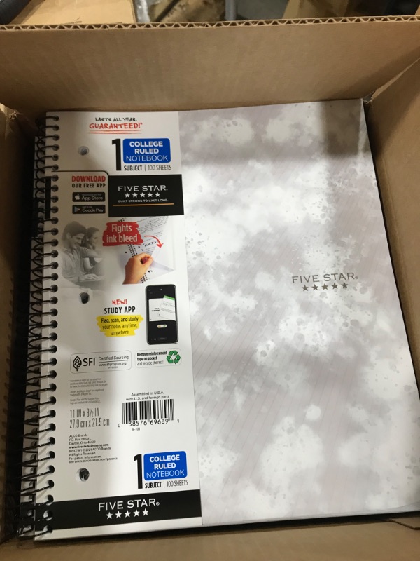 Photo 2 of 12 pack of Five Star 1 Subject College Ruled Spiral Notebook White

