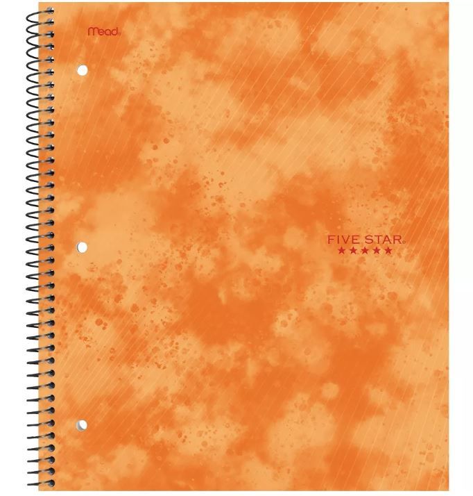 Photo 1 of 12 of the Five Star 1 Subject College Ruled Spiral Notebook Orange

