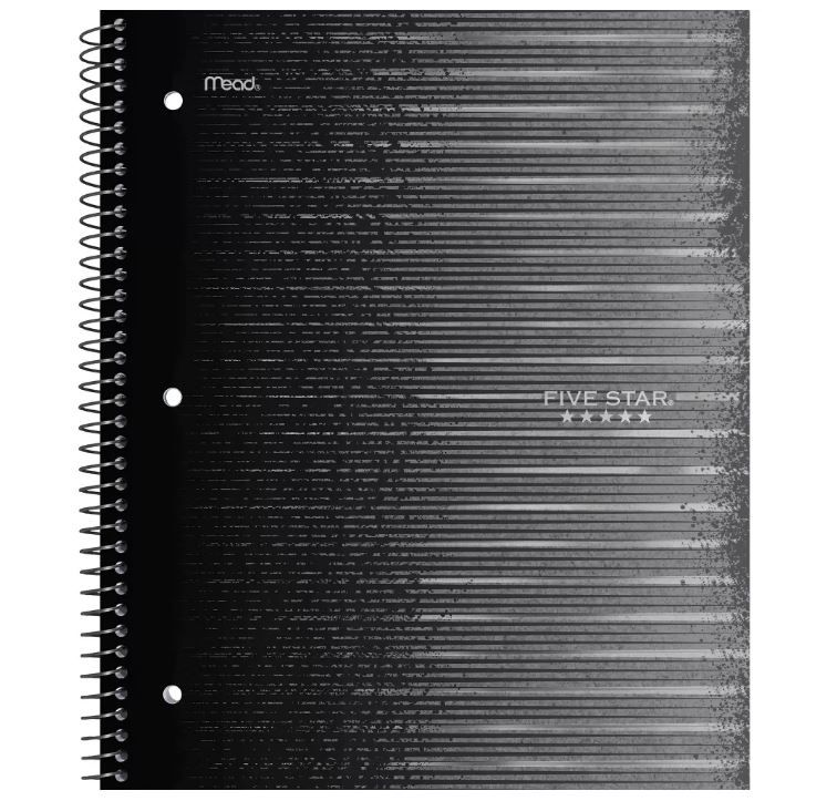 Photo 1 of 12 of the Five Star 1 Subject Wide Ruled Spiral Notebook Black

