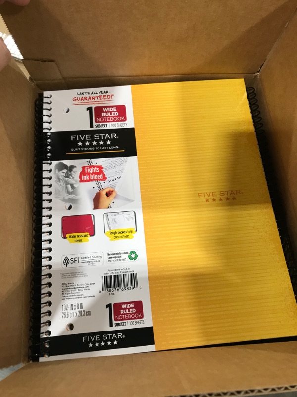 Photo 2 of 12 of the Five Star 1 Subject Wide Ruled Spiral Notebook Yellow