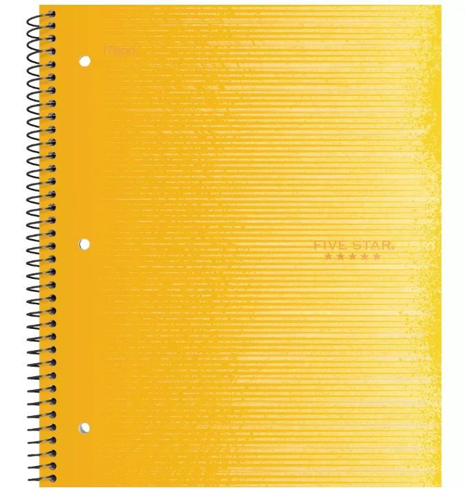 Photo 1 of 12 of the Five Star 1 Subject Wide Ruled Spiral Notebook Yellow