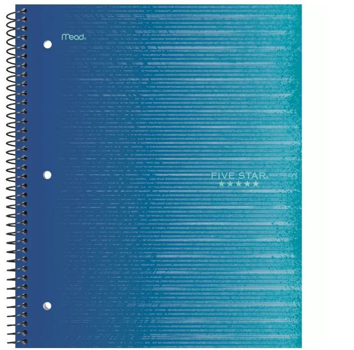 Photo 1 of 12 of the Five Star 1 Subject Wide Ruled Spiral Notebook Blue

