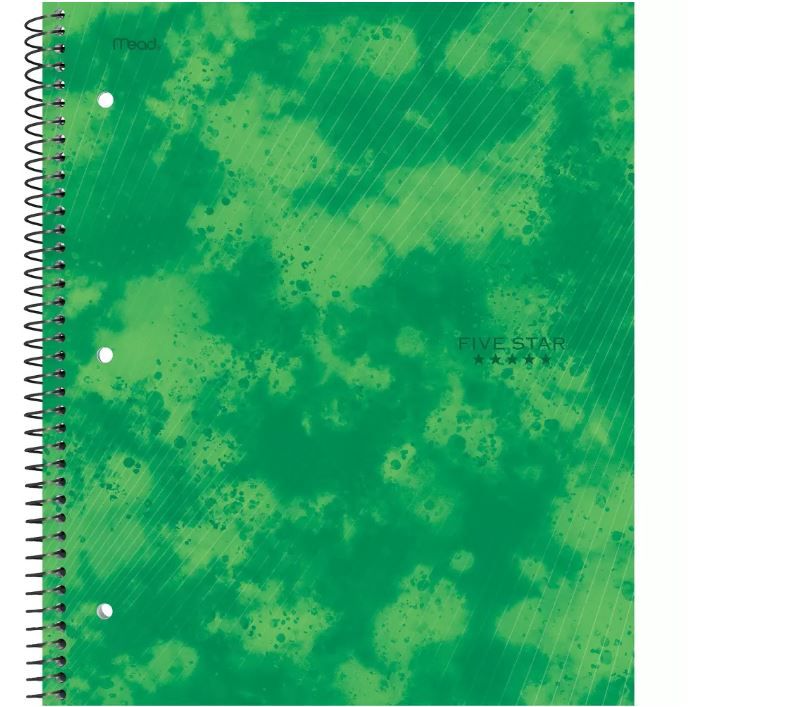 Photo 1 of 12 pack of Five Star 1 Subject College Ruled Spiral Notebook Green

