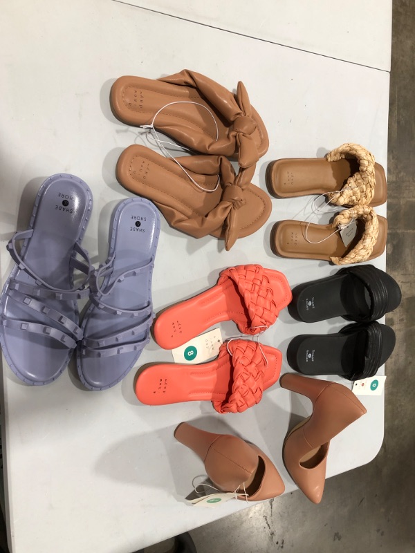 Photo 1 of 6 PAIRS OF SANDALS AND HEELS SIZE 8 - 8.5