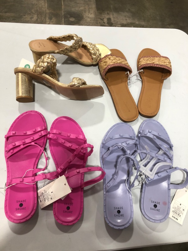 Photo 1 of 4 PAIRS OF SANDALS AND HEELS SIZE 9 - 9.5