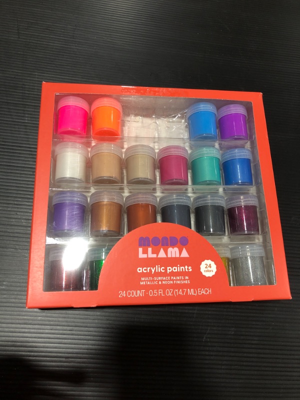 Photo 2 of 24ct Acrylic Paint Set Metallic/Neon/Glitter - Mondo Llama™
MISSING 2
