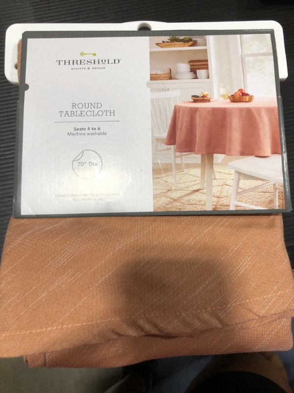 Photo 1 of 70 Cotton Chambray Round Tablecloth Pink - Threshold
